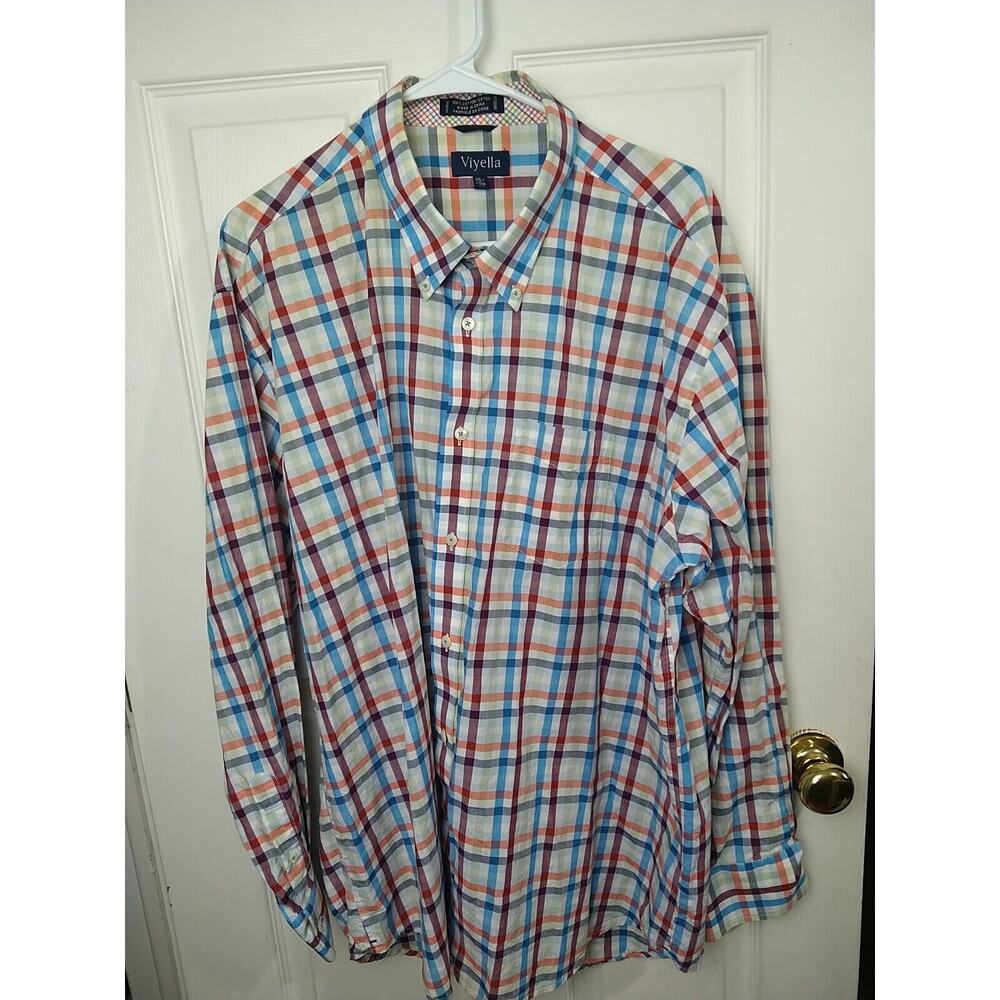 Viyella Men's XXL Collared Button Shirt Long Sleeve Plaid